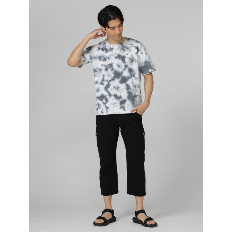 タイダイ染め クルーネック ルーズ半袖Tシャツ[品番