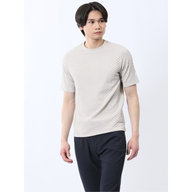 ランダムジャガード クルーネック半袖Tシャツ | TAKA-Q MEN | 詳細画像1 