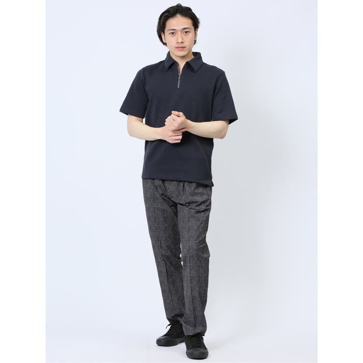 ファスナー使い 半袖ポロシャツ[品番：TKQJ0022152]｜TAKA-Q MEN