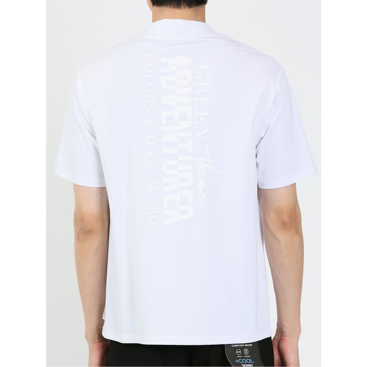 【白黒2枚セットLサイズ】モックネック半袖シャツ ロゴプリント モックネック半袖Tシャツ[品番：TKQJ0018794