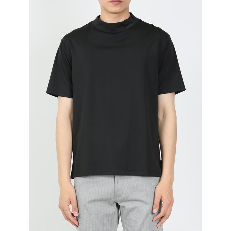 renoma 黒シャツ バックロゴモックネックシャツ　L renoma 黒シャツ バックロゴモックネックシャツ L