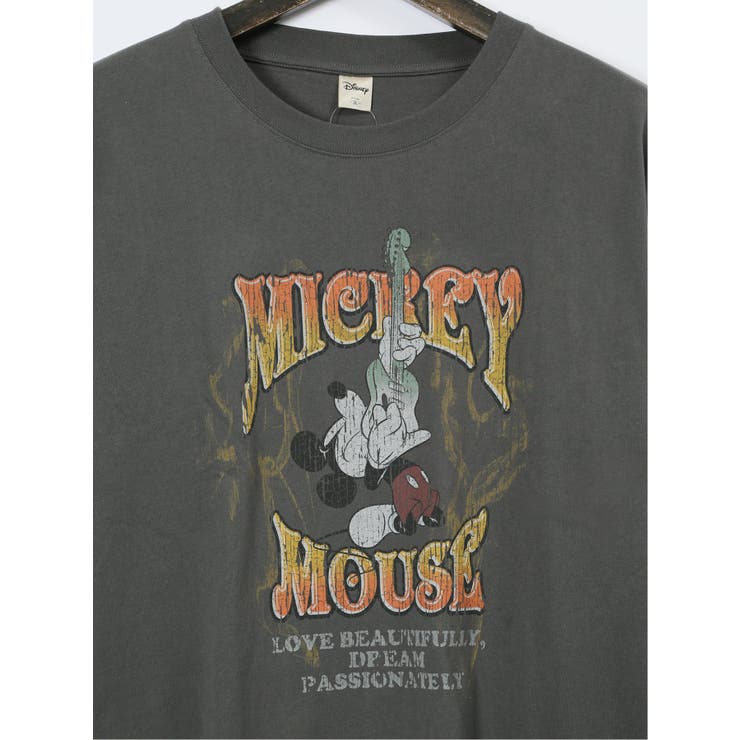 【大きいサイズ】ミッキーマウス ピグメント風プリント クルーネック長袖Ｔシャツ | TAKA-Q MEN | 詳細画像11 