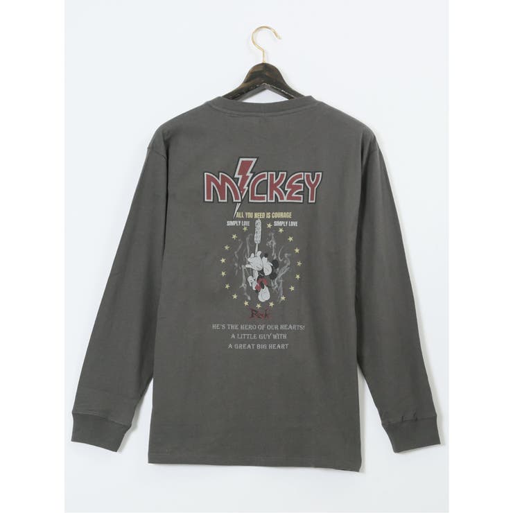 【大きいサイズ】ミッキーマウス ピグメント風プリント クルーネック長袖Ｔシャツ | TAKA-Q MEN | 詳細画像14 