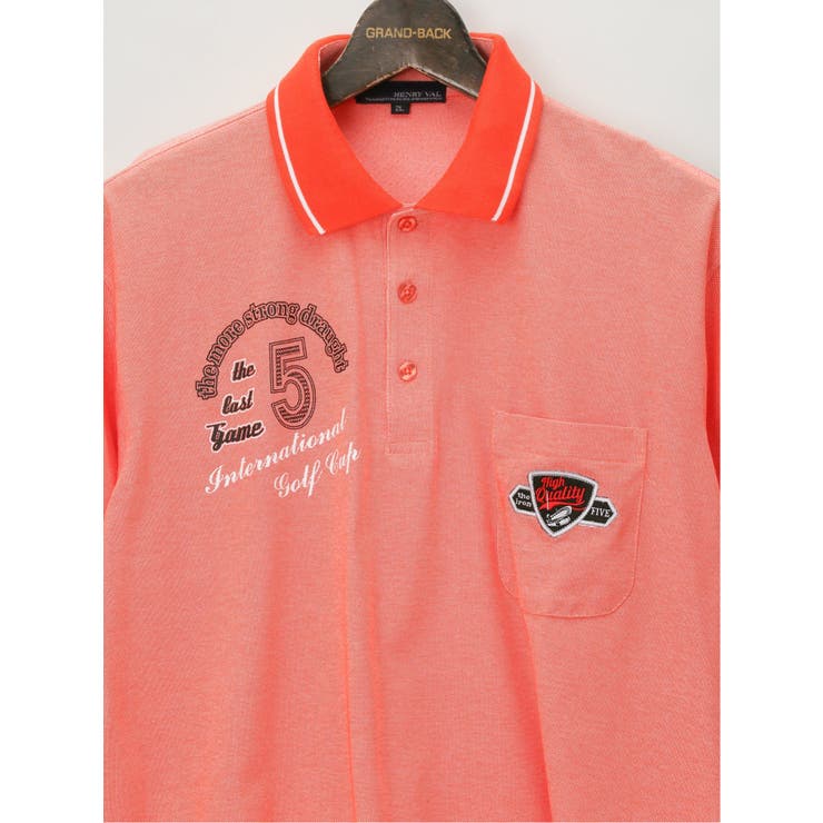 大きいサイズ】ヘンリーバル/HENRY VAL 衿裏プリント 半袖ポロシャツ