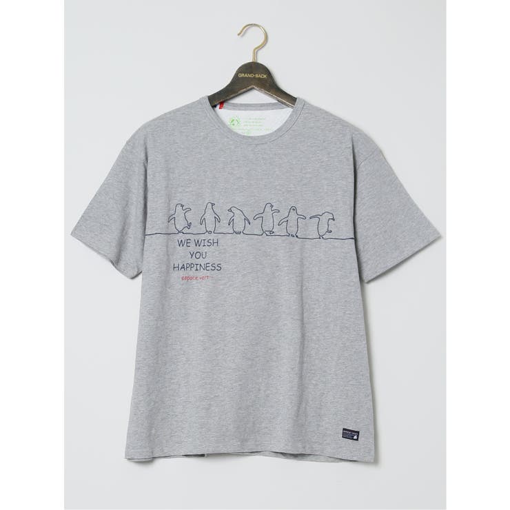 【大きいサイズ】ペンギンプリント 綿天竺クルーネック半袖Ｔシャツ | TAKA-Q MEN | 詳細画像1 