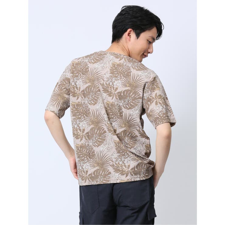 エンボスワッフル リーフ柄クルーネック半袖Tシャツ | TAKA-Q MEN | 詳細画像13 