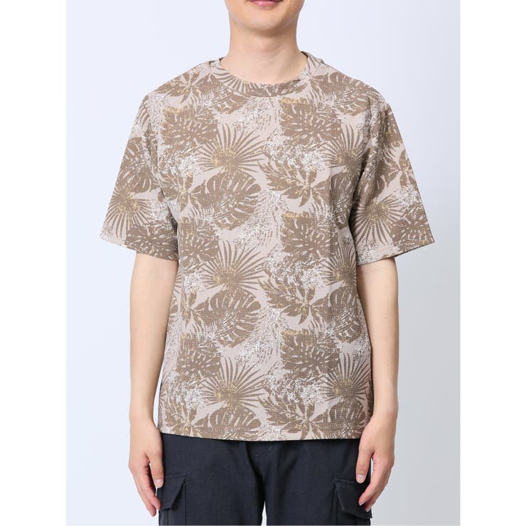 エンボスワッフル リーフ柄クルーネック半袖Tシャツ | TAKA-Q MEN | 詳細画像16 