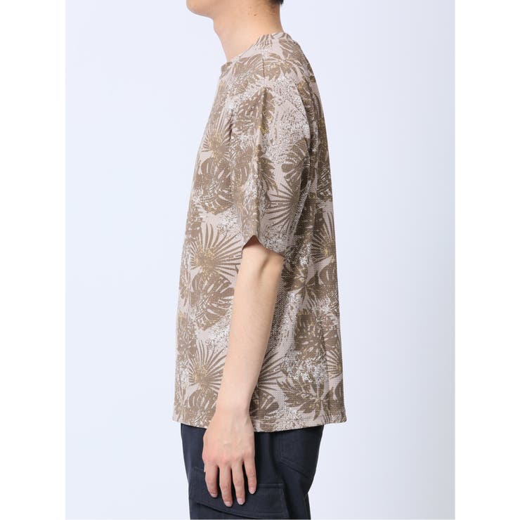 エンボスワッフル リーフ柄クルーネック半袖Tシャツ | TAKA-Q MEN | 詳細画像17 