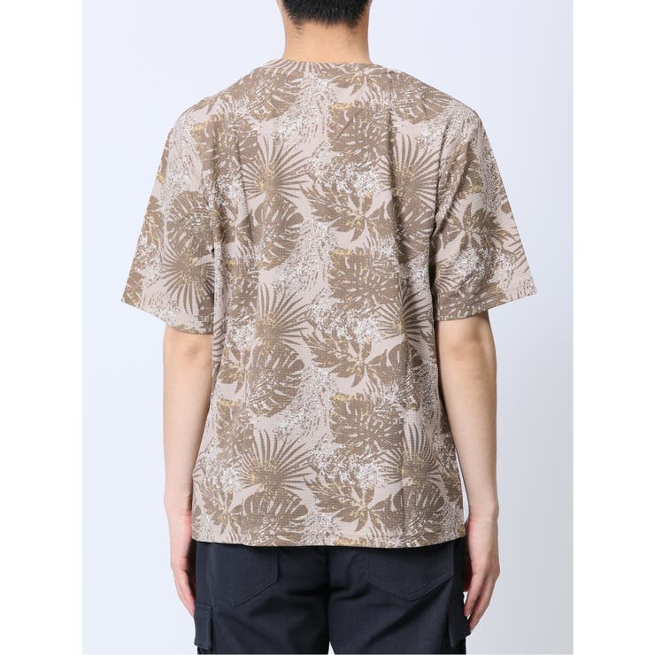 エンボスワッフル リーフ柄クルーネック半袖Tシャツ | TAKA-Q MEN | 詳細画像18 