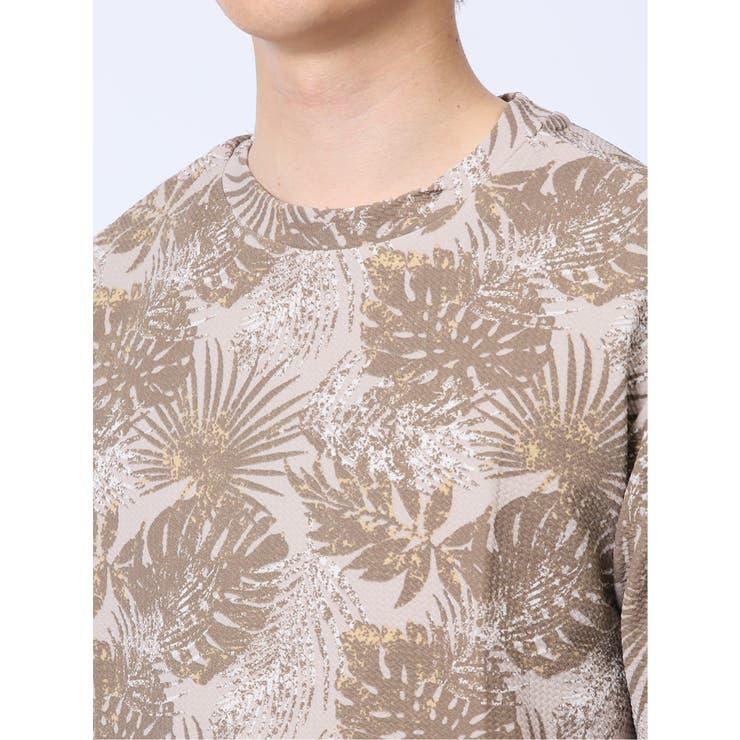 エンボスワッフル リーフ柄クルーネック半袖Tシャツ | TAKA-Q MEN | 詳細画像19 