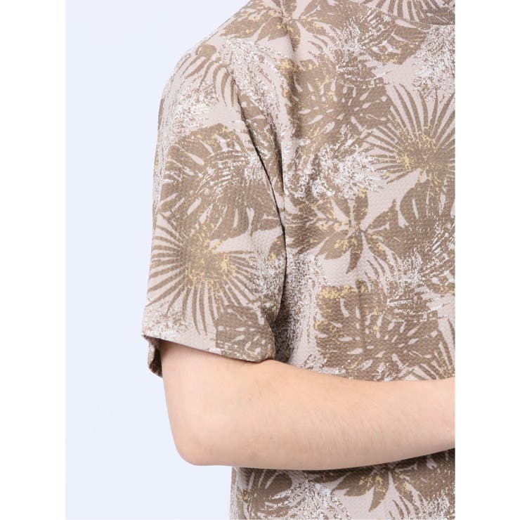 エンボスワッフル リーフ柄クルーネック半袖Tシャツ | TAKA-Q MEN | 詳細画像20 