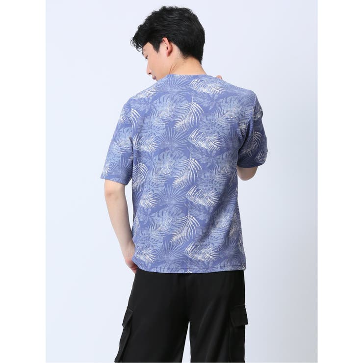 エンボスワッフル リーフ柄クルーネック半袖Tシャツ | TAKA-Q MEN | 詳細画像23 