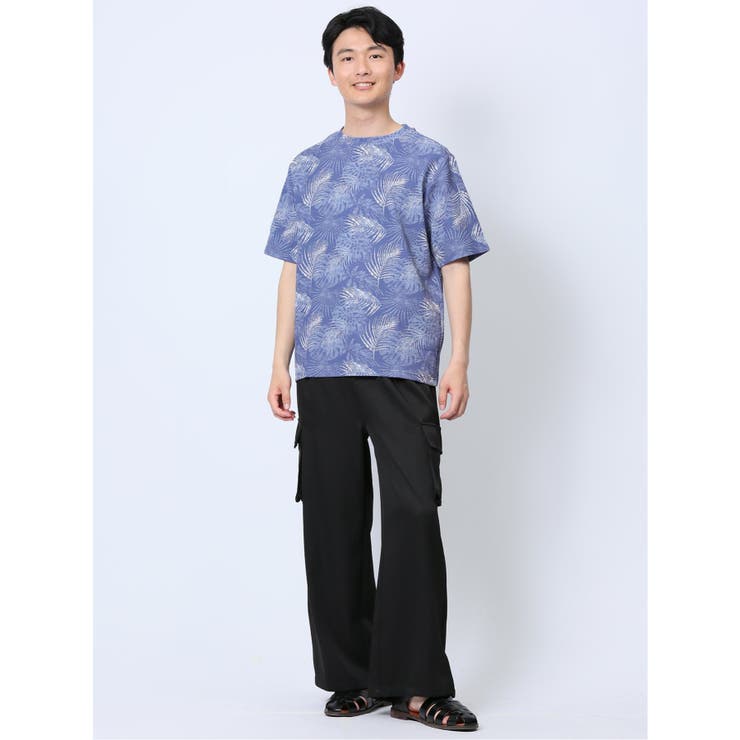 エンボスワッフル リーフ柄クルーネック半袖Tシャツ | TAKA-Q MEN | 詳細画像25 