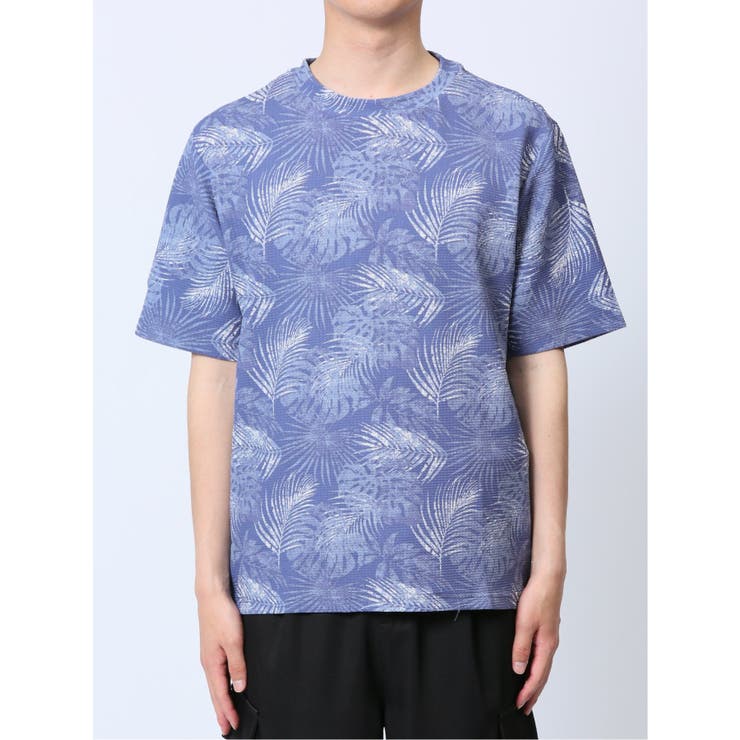 エンボスワッフル リーフ柄クルーネック半袖Tシャツ | TAKA-Q MEN | 詳細画像26 
