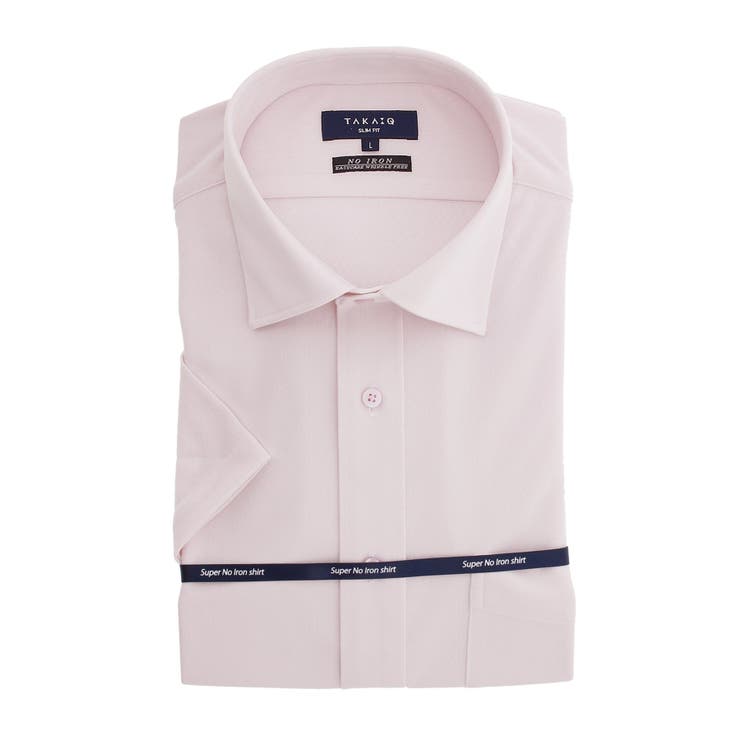 ノーアイロンストレッチ スリムフィット ワイドカラー半袖ニットシャツ | TAKA-Q MEN | 詳細画像1 