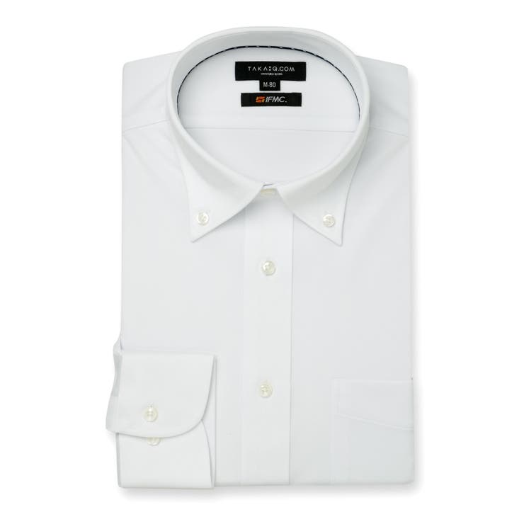 01白 | 【WEB限定】 IFMC 吸水速乾ストレッチボタンダウン長袖シャツ | TAKA-Q MEN