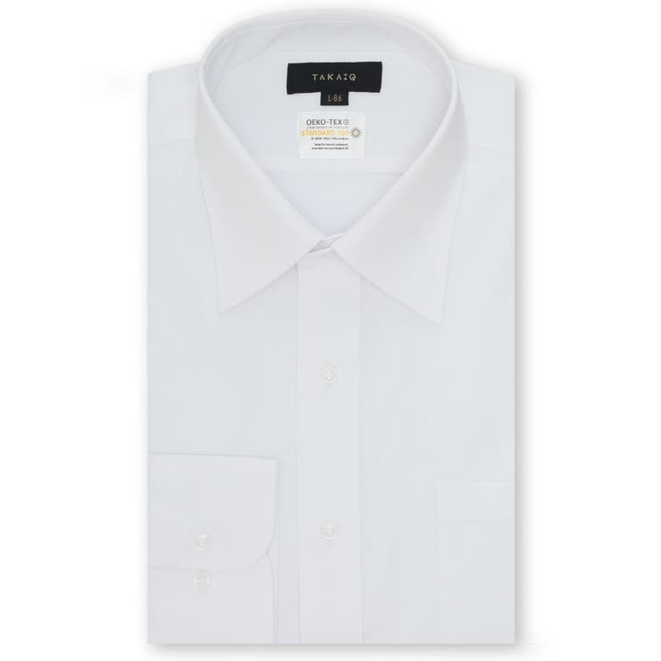 【白無地】形態安定 吸水速乾 スタンダードフィット レギュラーカラー長袖シャツ | TAKA-Q MEN | 詳細画像1 