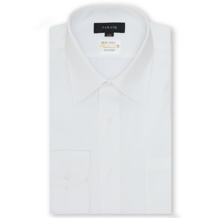 【白無地】形態安定 吸水速乾 スタンダードフィット レギュラーカラー長袖シャツ | TAKA-Q MEN | 詳細画像1 