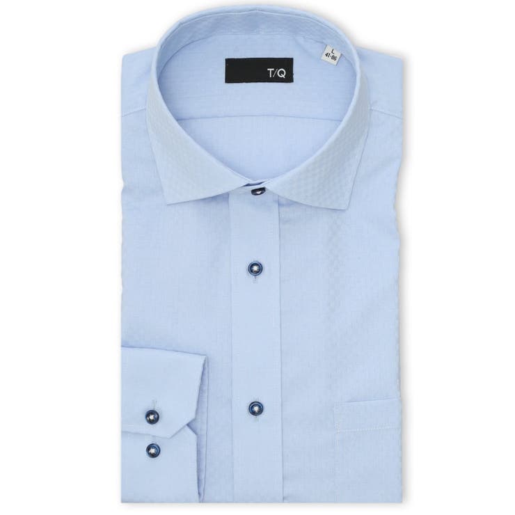 70青 | ノンアイロン NEWスタンダードフィット ワイドカラー長袖シャツ | TAKA-Q MEN