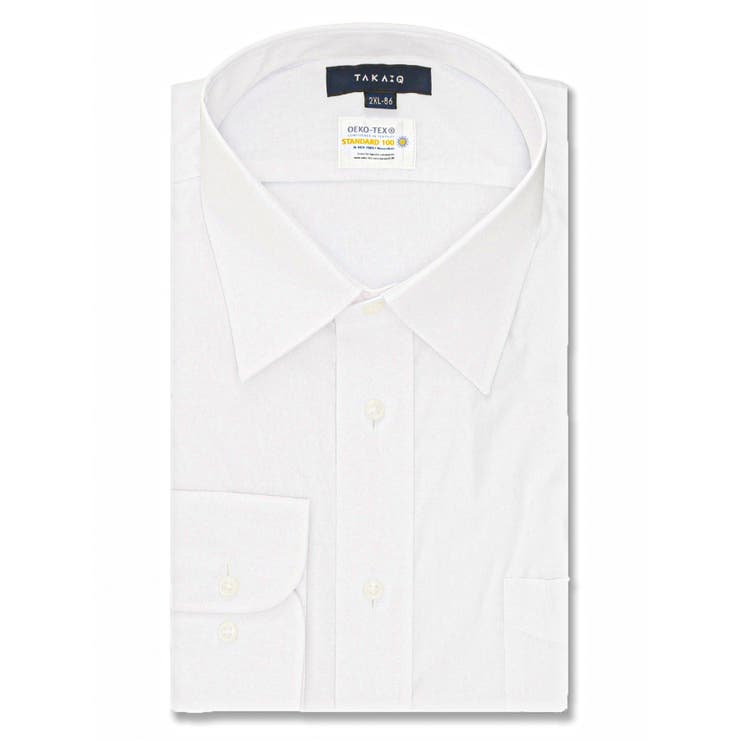【白無地】形態安定 吸水速乾 レギュラーフィット レギュラーカラー長袖シャツ | TAKA-Q MEN | 詳細画像1 