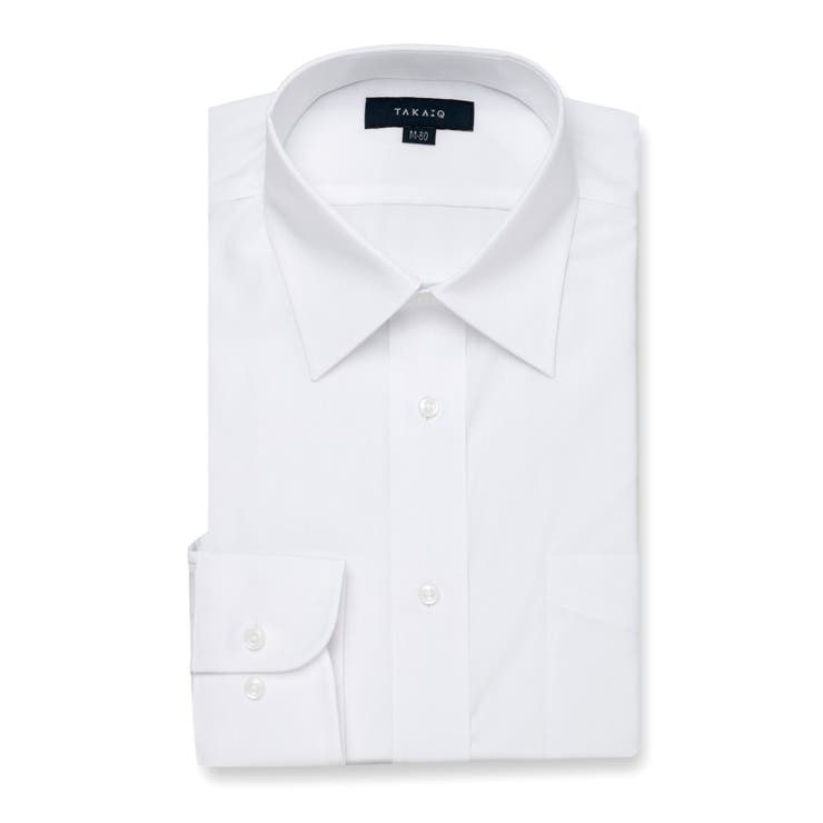 【白無地】形態安定 吸水速乾 レギュラーフィット レギュラーカラー長袖シャツ | TAKA-Q MEN | 詳細画像1 