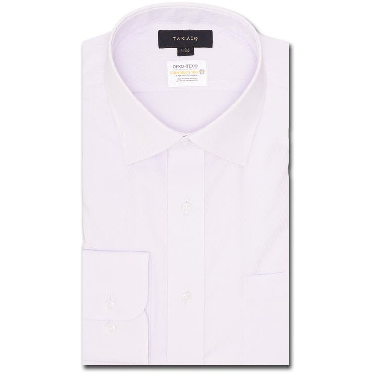 66ピンク | 形態安定 吸水速乾 スタンダードフィット ワイドカラー長袖シャツ | TAKA-Q MEN