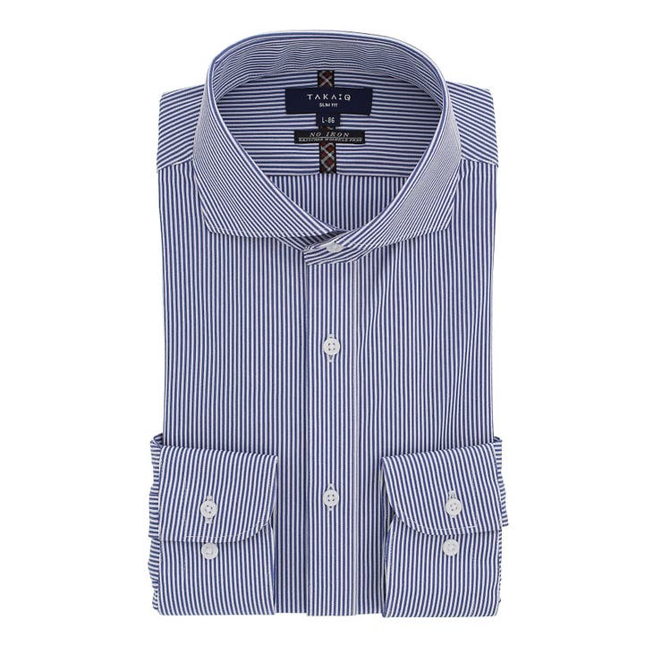 ノーアイロンストレッチ スリムフィットカッタウェイ長袖ニットシャツ | TAKA-Q MEN | 詳細画像1 