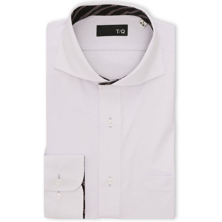 80パープル | ノンアイロンストレッチ NEWスタンダードフィット カッタウェイ長袖ニットシャツ | TAKA-Q MEN