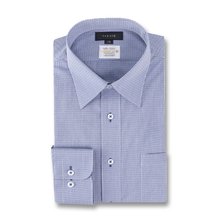 75紺 | 形態安定 吸水速乾 スタンダードフィット レギュラーカラー長袖シャツ | TAKA-Q MEN
