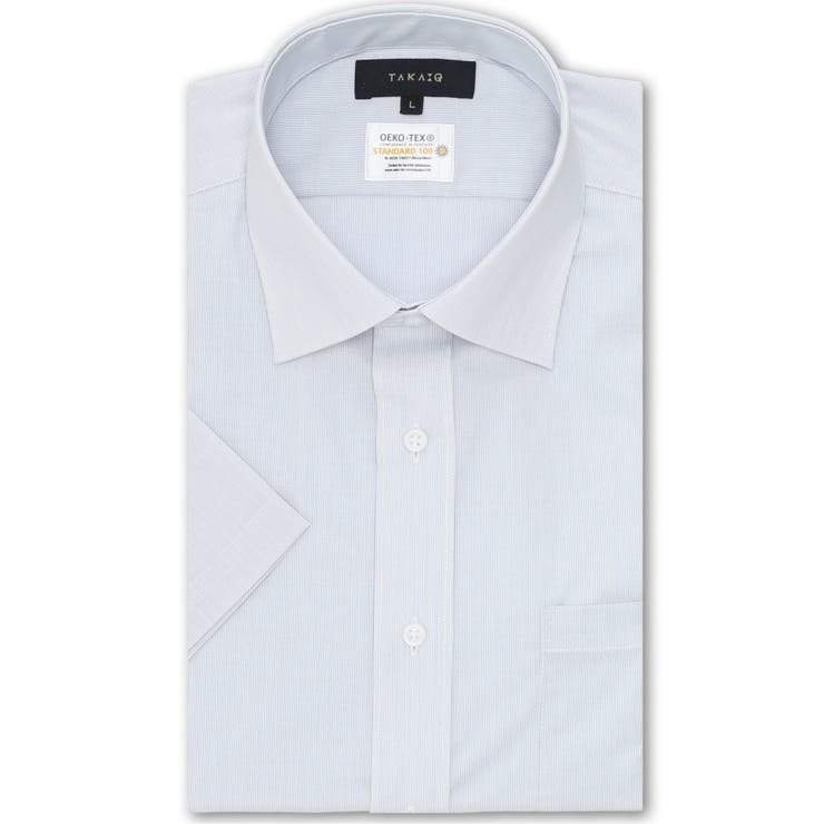 04グレー | 形態安定 吸水速乾 スタンダードフィット ワイドカラー半袖シャツ | TAKA-Q MEN