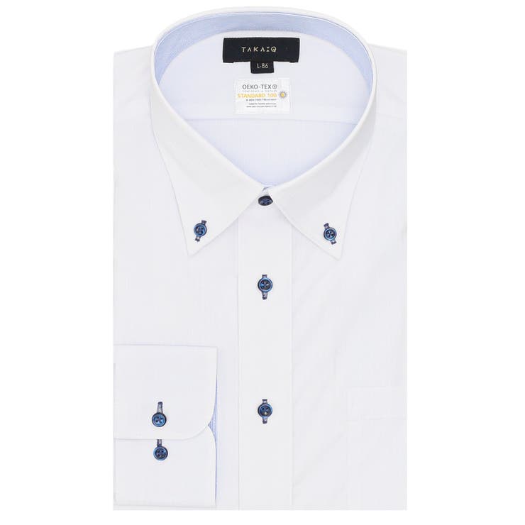 01白 | 【イージーケア】形態安定 吸水速乾 スタンダードフィット | TAKA-Q MEN