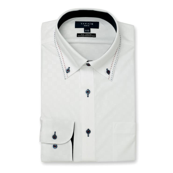 ノーアイロンストレッチ スリムフィットボタンダウン長袖ニットシャツ | TAKA-Q MEN | 詳細画像1 