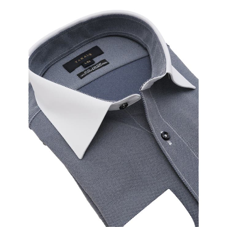 ノーアイロンストレッチ スタンダードフィット ワイドカラー長袖ニットシャツ | TAKA-Q MEN | 詳細画像2 