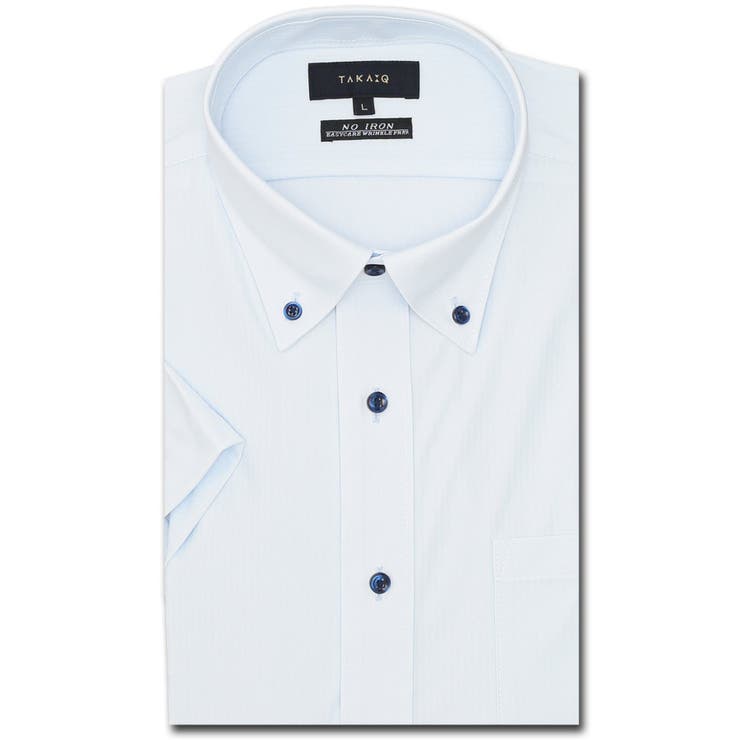 ノーアイロンストレッチ スタンダードフィット ボタンダウン半袖ニットシャツ | TAKA-Q MEN | 詳細画像1 