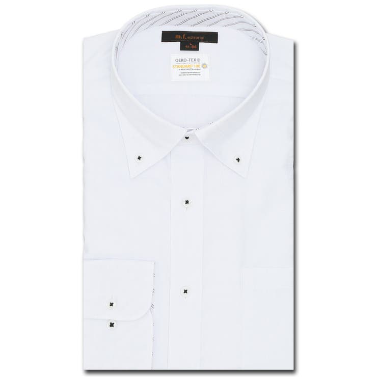 01白 | 形態安定 吸水速乾 スタンダードフィット ボタンダウン長袖シャツ | TAKA-Q MEN