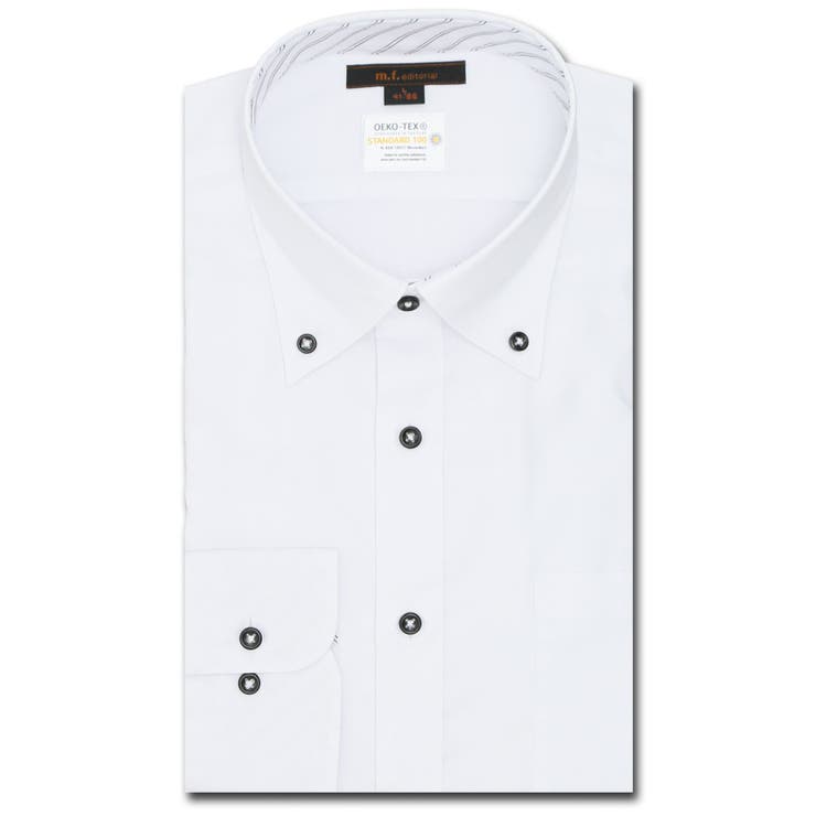 01白 | 形態安定 吸水速乾 スタンダードフィット ボタンダウン長袖シャツ | TAKA-Q MEN