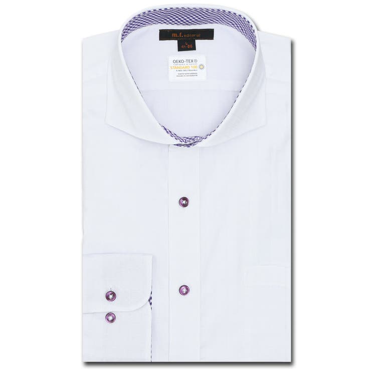 01白 | 形態安定 吸水速乾 スタンダードフィット カッタウェイ長袖シャツ | TAKA-Q MEN