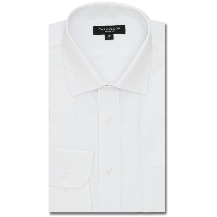 01白 | 【WEB限定】形態安定 吸水速乾 スタンダードフィット ワイドカラー長袖シャツ | TAKA-Q MEN