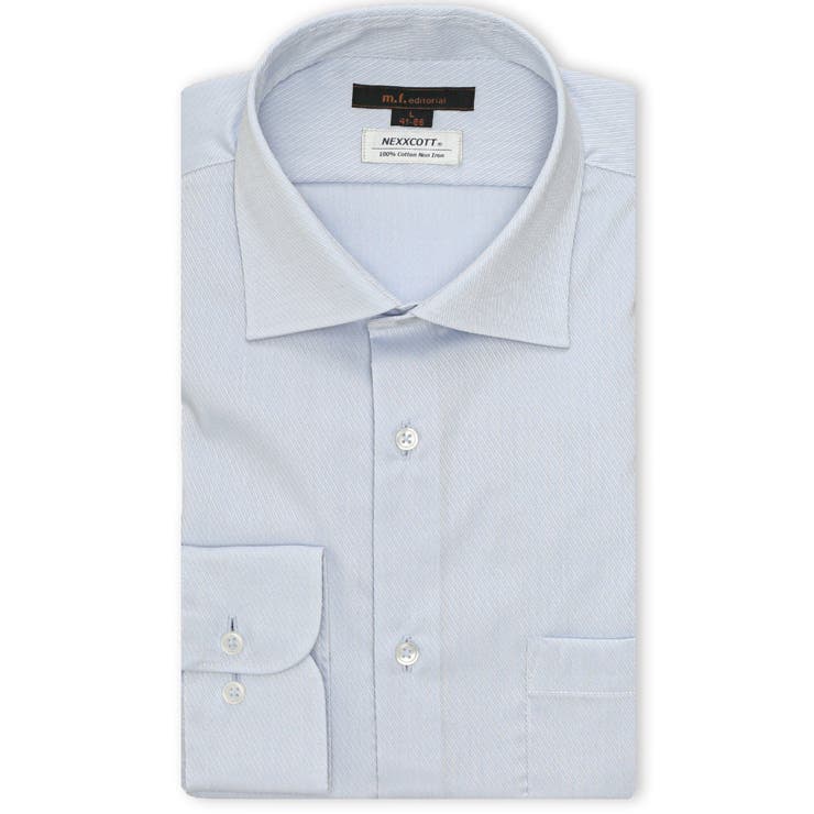 73サックス | 綿100% ノンアイロン NEWスタンダードフィット ワイドカラー長袖シャツ | TAKA-Q MEN