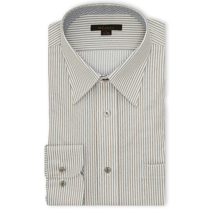 30茶 | ノンアイロンストレッチ NEWスタンダードフィット レギュラーカラー長袖ニットシ… | TAKA-Q MEN