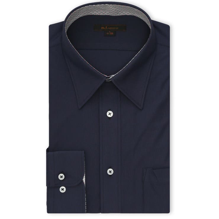 75紺 | ノンアイロンストレッチ NEWスタンダードフィット レギュラーカラー長袖ニットシ… | TAKA-Q MEN