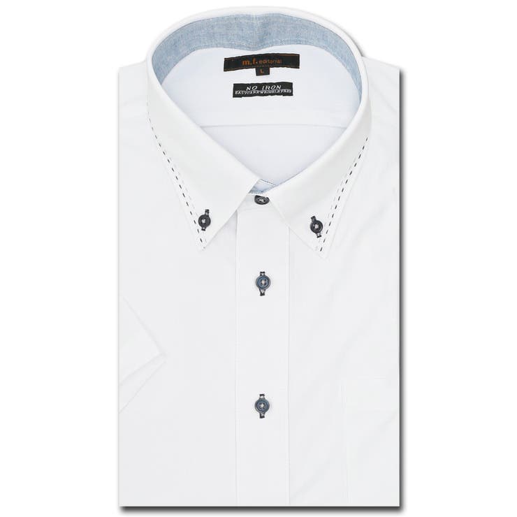 ノーアイロンストレッチ スタンダードフィット ボタンダウン半袖ニットシャツ | TAKA-Q MEN | 詳細画像1 