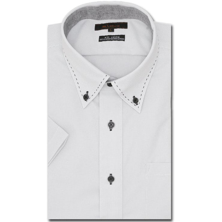 ノーアイロンストレッチ スタンダードフィット ボタンダウン半袖ニットシャツ | TAKA-Q MEN | 詳細画像1 