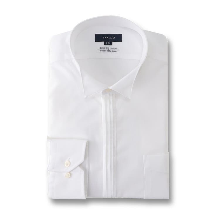 綿80双糸 形態安定レギュラーフィット ピンタックウィングカラー長袖シャツ | TAKA-Q MEN | 詳細画像1 