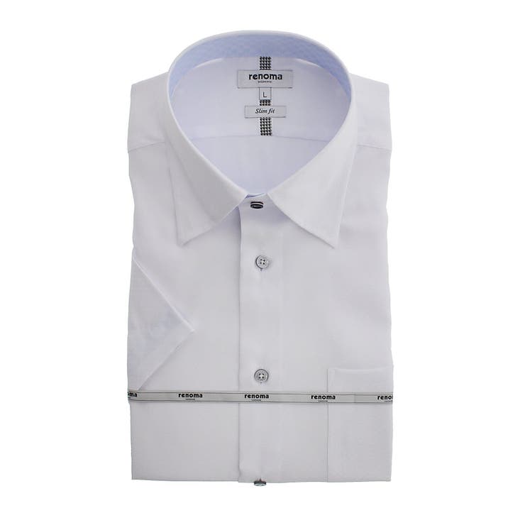 01白 | アイスカプセル形態安定 スリムフィット スナップダウン半袖シャツ | TAKA-Q MEN