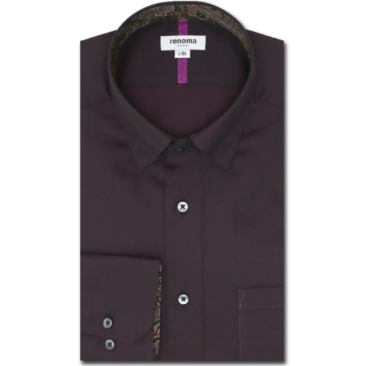 14ワイン | 形態安定 スタンダードフィット スナップダウン長袖シャツ | TAKA-Q MEN