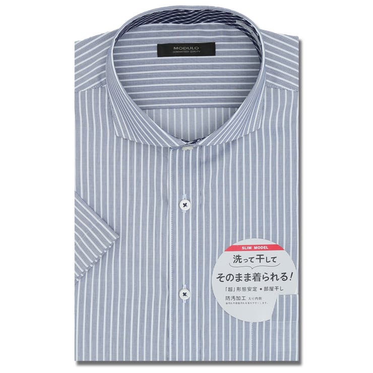 75紺 | MODULO 形態安定 スリムフィット カッタウェイ半袖シャツ | TAKA-Q MEN