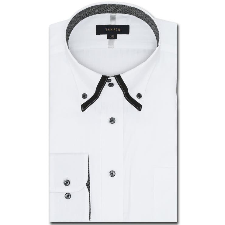 01白 | 形態安定 スタンダードフィット ドゥエボタンダウン長袖シャツ | TAKA-Q MEN