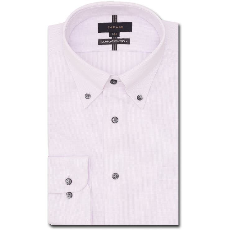 12ピンク | コンフォートコントロール スタンダードフィット ボタンダウン長袖ニットシャツ | TAKA-Q MEN