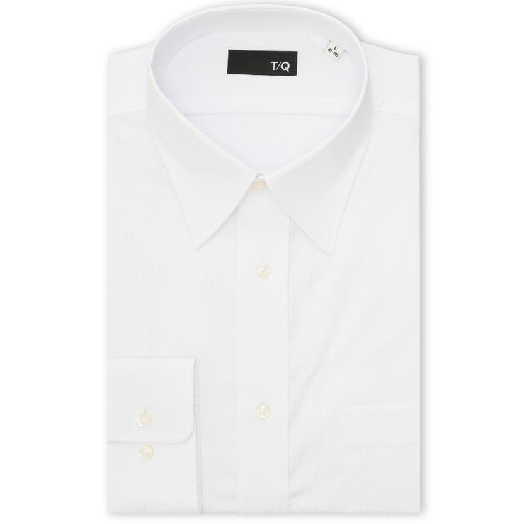 01白 | スパーノストレッチ NEWスタンダードフィット レギュラーカラー長袖ニットシャツ | TAKA-Q MEN